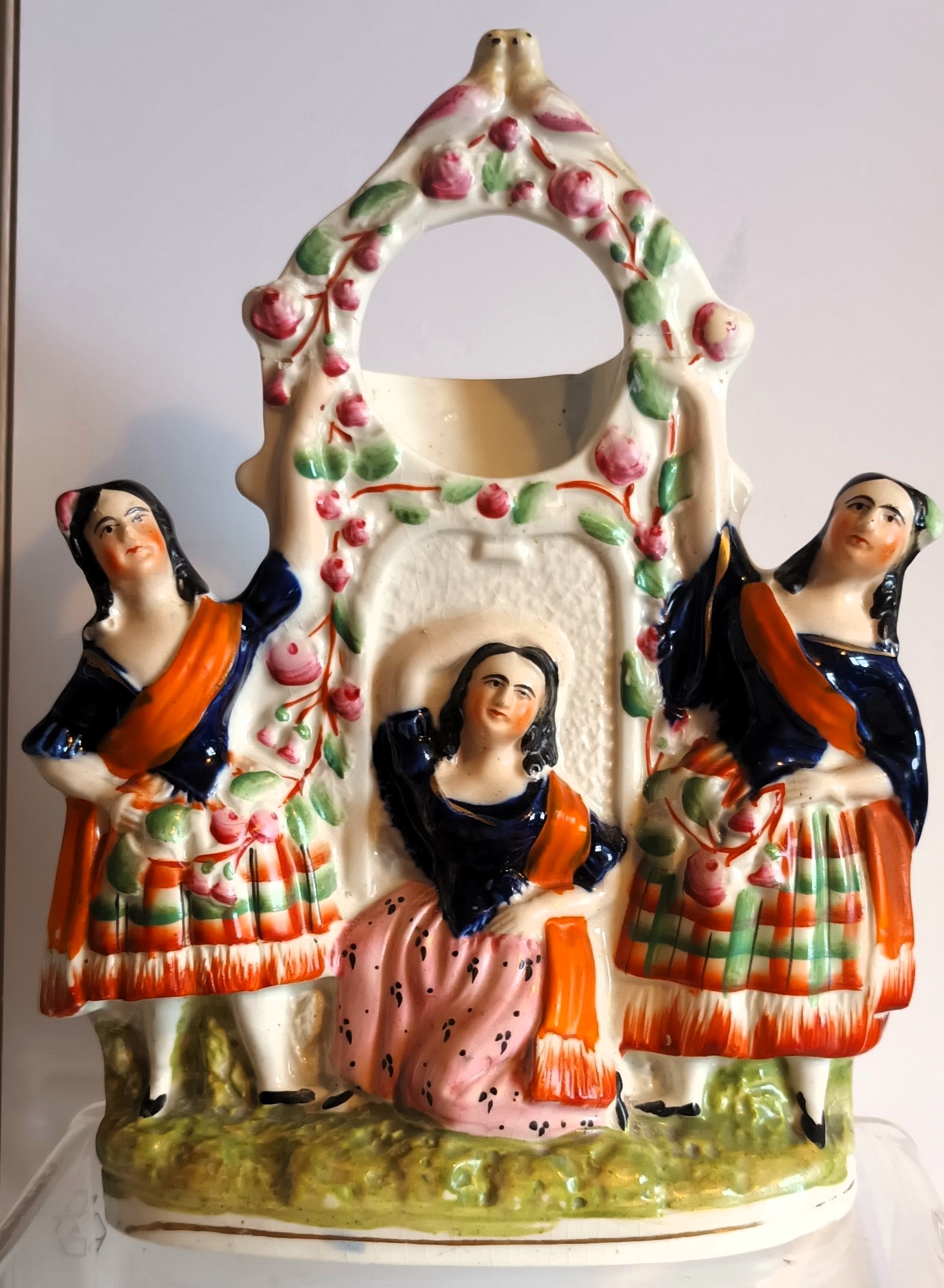 Antique English Victorian Staffordshire Watch-Holder ~ “The Three Graces” ~ H 1795 Antique Ceramics 3